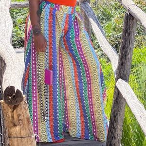 Colorful wide leg pants